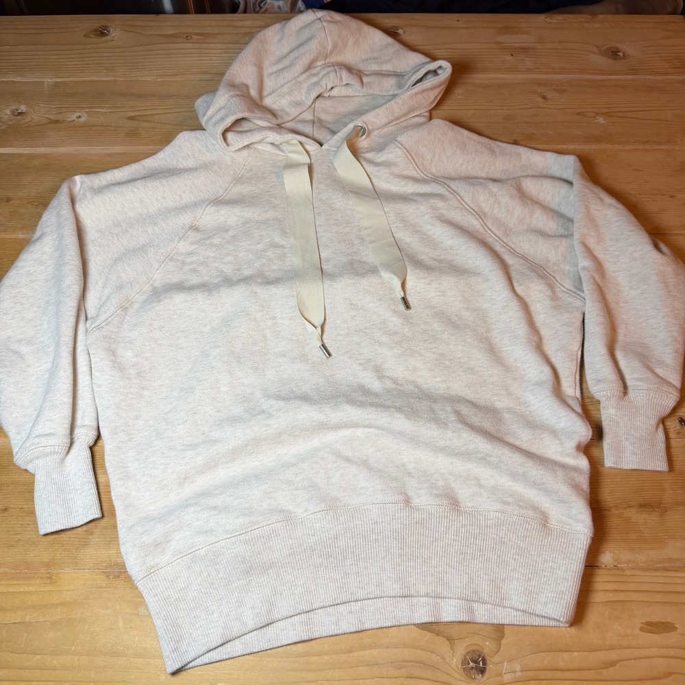Aerie Oatmeal Heather Raglan Hoodie Sweatshirt XS GD8NQZ30